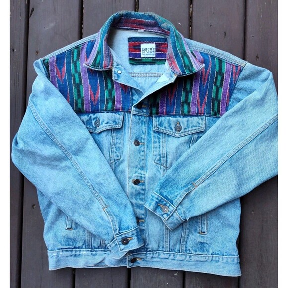 Vintage chico designs women's denim jacket size medium tapestry Southwest Rodeo - Picture 1 of 9